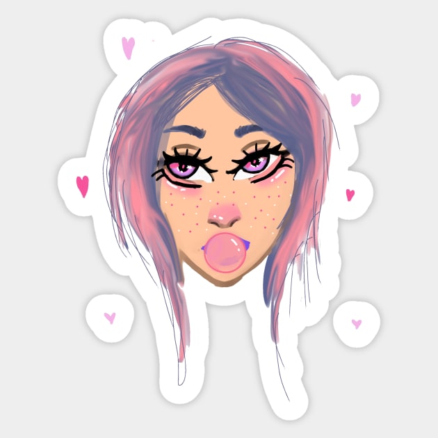 Bubblegum Babe Sticker by Coffeeshoppedoodles